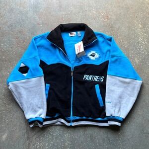 NWT! VTG Pro Elite Carolina Panthers Fleece Jacket Men's Blue Black NFL Football